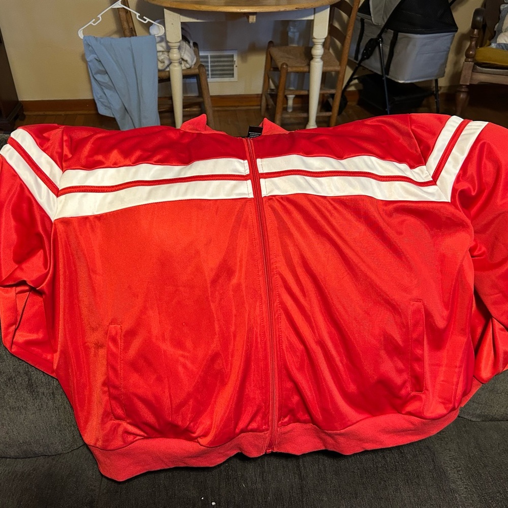Ashley Stewart Red Track Jacket with White Accents